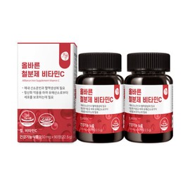 Correct Iron Supplement Vitamin C 90 Tablets, Total 2 Bottles (Total 180 Tablets, 6-Month Supply) / 올바른 철분제 비타민C 90정 총 2병 (총 6개월분 180정)