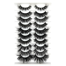 IFSOWDRA Mink Lashes Natural Look 3D Fluffy False Strip Lashes D Curl Wispy Cat Eye Faux Mink Eyelashes Pack Mixed 10 Styles