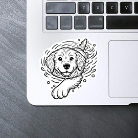 Medium 100mm 'Golden Retriever Swimming' Permanent Sticker Decal for Cars/Windows/Bins/Walls etc (DW00124533)