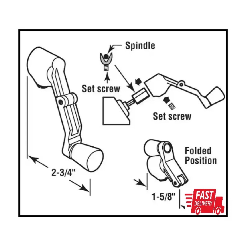 Universal Diecast White Folding Crank Handle for Casement Windows