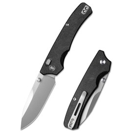 REMETTE PeakWD107- EDC Pocket Knife, 3.55’’ 14C28N Steel Rose Gold Blade, Liner Lock Micarta Handle - Lightweight Folding knives with Clip for Men & Women Hiking Outdoor (Silver)