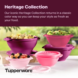 Tupperware Heritage Collection, New 10 Piece Food Storage Container Set in Vintage Pink, Dishwasher Safe and BPA Free (5 Bowls, 5 Lids)