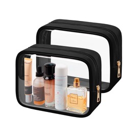 Ebbniur TSA Toiletry Bag Clear Makeup Bag Travel Essentials Cosmetic Bag for Men and Women White 2Pcs