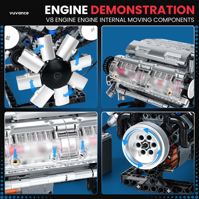 Vuvance V8 Engine Model kit with Battery and Motor –