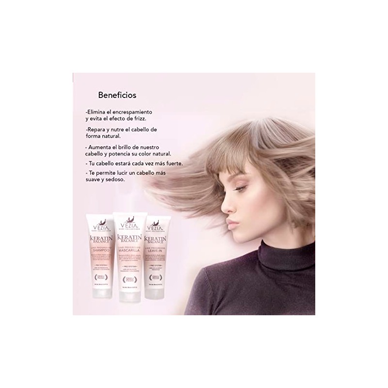 Mascarilla Keratine Balance Liso Progresivo Vezia -Care Collections Sin Sulfatos