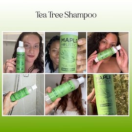Champú clarificante para la acumulación y el cabello graso, champú de árbol de té para hombres y mujeres con aceite esencial de romero para cabello gr