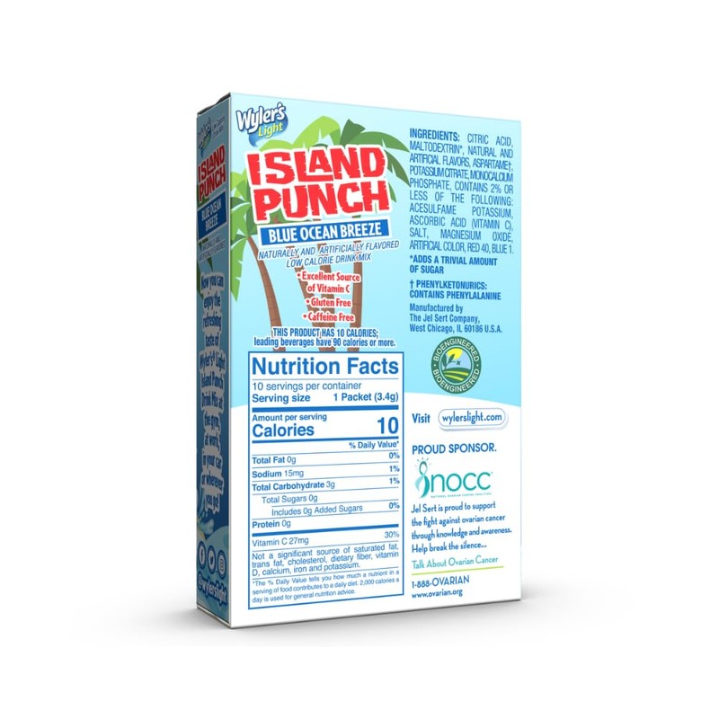 Wyler's Light Island Punch, Blue Ocean Breeze, 10 CT, (Pack