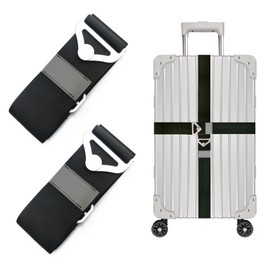 Chyley 2 Pack Travel Belt for Luggage Straps, 2-in-1 Adjustable Elastic Suitcase Strap Airport Travel Accessories,Black