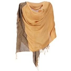 GURU SHOP Pashmina Viscose Scarf, Indian Stole with Paisley Pattern, Men/Women, Brown, Synthetic, Size: One Size, Mustard