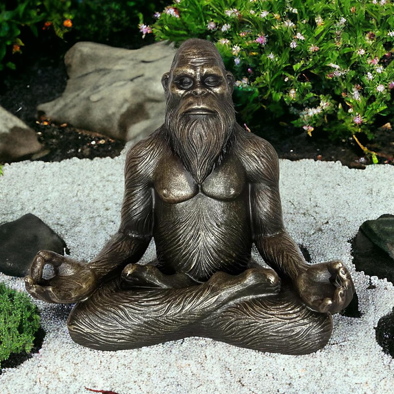 Top Brass 6” Bigfoot Yoga Statue Sasquatch Lotus Pose Meditation