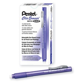 Pentel ZE22V, Clic Eraser Grip, Retractable Eraser, Violet Barrel, Box of 12