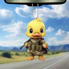 Tactical Duck Acrylic Ornament - 2D Flat Car Mirror Charm & Keychain - Military-Inspired Home Decor & Funny Gift for Duck Hunters & Outdoorsmen