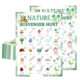 Nature Scavenger Hunt Card 5 x 7 inch Camping Scavenger Treasure Hunt Card Camping Road Trip Vehicle Birthday Outdoor Indoor Seek Activity for Adults