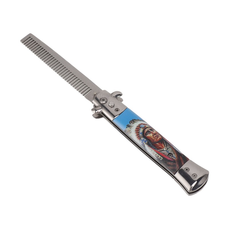 Men Spring Comb Pocket Size Stainless Steel Teeth Foldable Brush