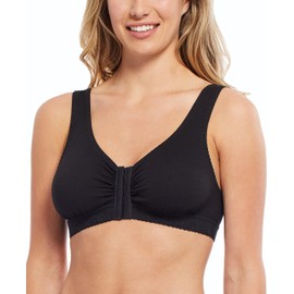 Carole Martin Full-Freedom Front Closure Wireless Cotton Bra-40 Black