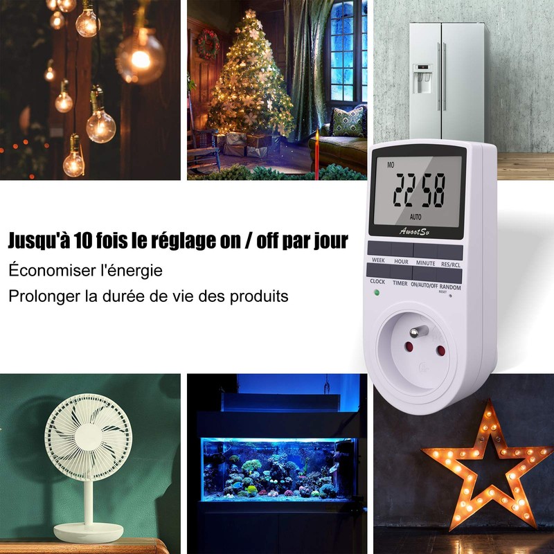 Awootsv Digital Timer Switch Digital Daily Weekly Timer Electric Socket