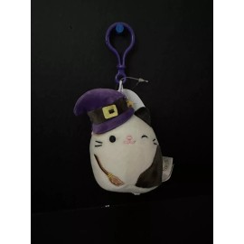 Jazwares/Squishmallows Squishmallow 3.5" Cam Calico Cat Witch's Hat Clip On w/beaded "I  SQUISH" Charm