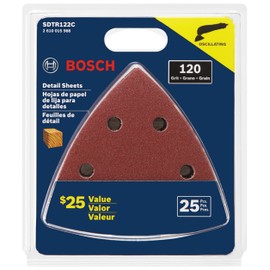 BOSCH SDTR122C 25 Pc. 3-3/4 In. 120 Grit Detail Sanding Sheets FOR Wood