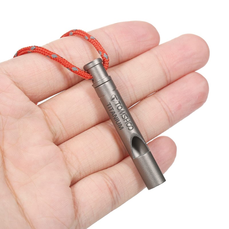 Light Titanium Emergency Whistle with Cord Outdoor Survival Camping Hiking