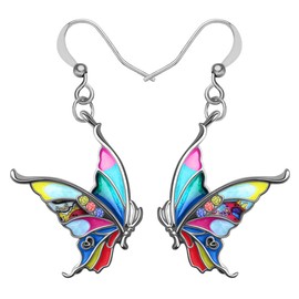 NEWEI Cute Butterfly Earrings Dangle for Women Girls Charms Butterfly Jewelry Gifts (Multicolour)