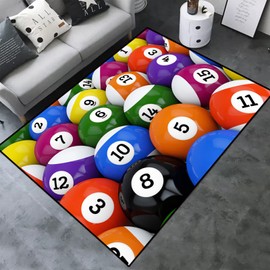 Billiards Area Rug - 3D Digital Print Black Eight Ball Graphic Carpet for Sofa Mat, Door Mat, Kitchen, Bedroom, Family Play Game Non-Slip Mat (100cm X 160cm X 1.2cm)