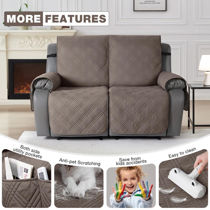 TAOCOCO 100% Waterproof Recliner Loveseat Cover Non Slip Couch Cover