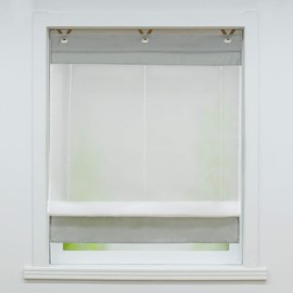 Joyswahl Voile Eyelet Roller Blind Transparent Roman Blind with Coloured Panel, Irene, Window Curtain with Hook Suspension, No Drilling Required, 1 Piece