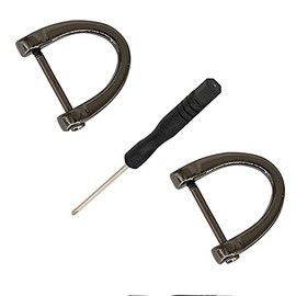 2pcs D-Rings with Closing Screw Shackle Key Holder Horseshoe U Shape Dee Ring with Screwdriver DIY Leather Craft Purse Replacement (Black)