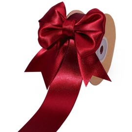 LaRibbons - Cinta de satén de color burdeos de 1 1/2 pulgadas, 25 yardas, cinta de seda roja oscura de doble cara, para ramo de flores, manualidades, envoltura de regalos, boda, fiesta, decoración de