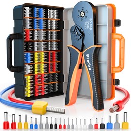 Preciva Ferrule Crimping Tool Kit, Self-Adjustable Ratchet Crimper for AWG 28-5 Ferrules - Includes 1275PCS Hexagonal Double & Single Wire Connectors