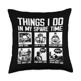 Car Tees Things I Do In My Spare Time Car Guy or Mechanic Throw Pillow