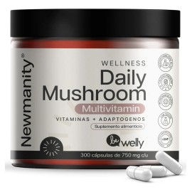 Multivitaminico Newmanity Wellness Daily Mushroom pote con 300 cápsulas sin sabor