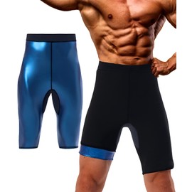 QZSH Men Sauna Pants Sweat Leggings Thermo Capris Slimming Tights Heat Trapping Suit,Humanized Mesh Crotch,High Waist（BH70011-01-XL）