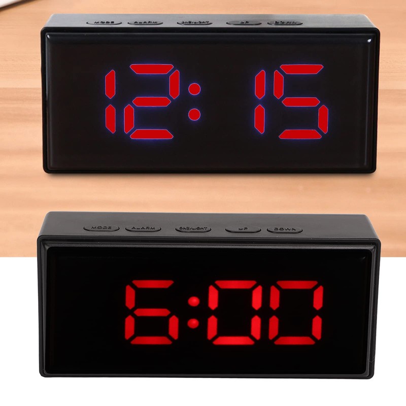 QANYEGN Digital Alarm Clock, Large Mirrored LED Clock, Large Display
