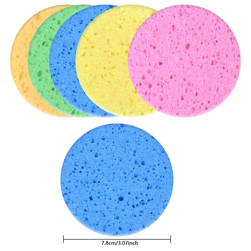 10 Pieces Face Wash Sponge, Natural Cellulose Face Cleansing Sponge