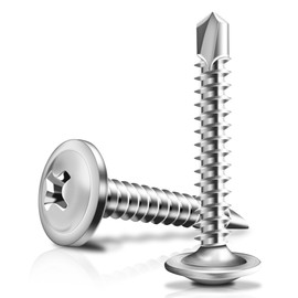 Marysino 200Pcs #10 x 1-1/4" Self Tapping Screws for Metal, 410 Stainless Steel, Sheet Metal Screws for Metal, Self Drilling Screws, Truss Head High-Strength Quick Tapping