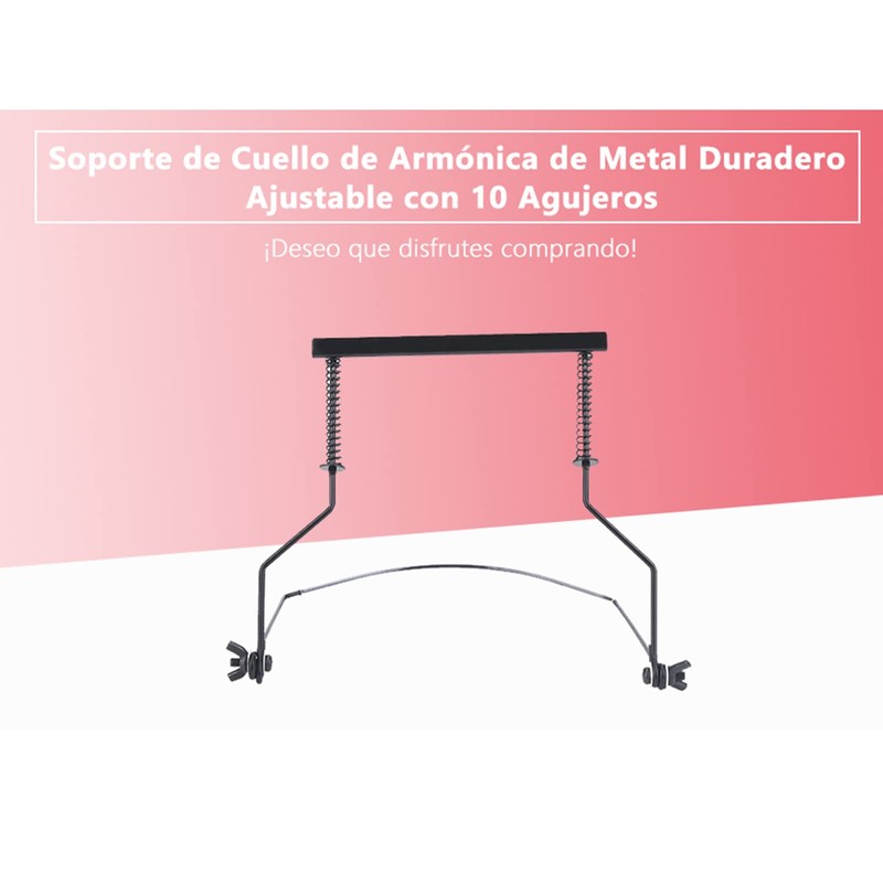 Haosie Adjustable Harmonica Neck Holder, 10 Holes Harmonica Rack Support