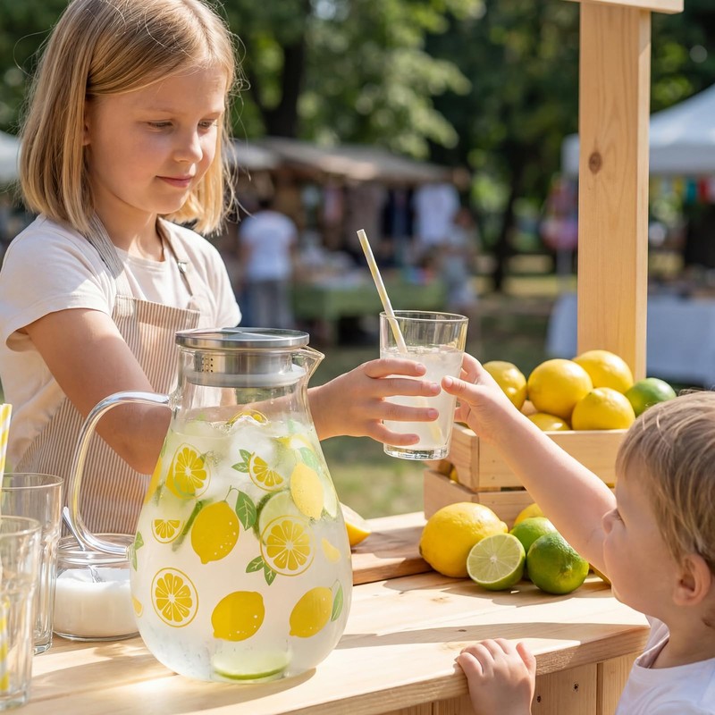 Yungyan Lemonade Pitcher with Lid 67.6 oz Clear Glass Water