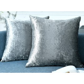 ZIMEL HOMES Pack of 2 Crushed Velvet Cushion Covers 43 cm, 50 cm, 55 cm, 60 cm Soft Square Cushion Covers for Sofa Bed Couch Pillow Case