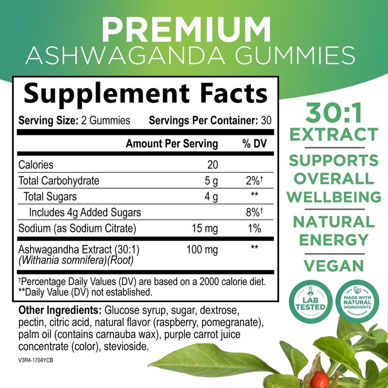 Ashwagandha Gummies 30:1 Extract - 3000mg Equivalent - Advanced Ashwagandha