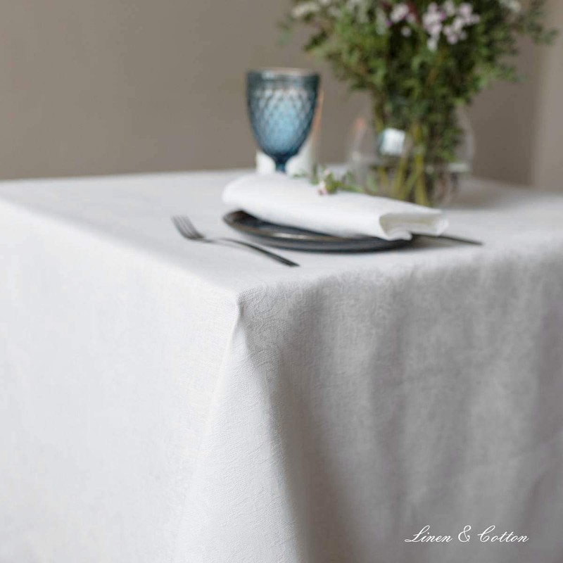 Linen & Cotton Jacquard Damask Tablecloth Table Linen Waverly 46%