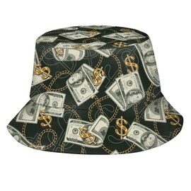 Us Bill Dollars Bucket Hats Fashion Sun Cap Packable Outdoor Fisherman Hat for Women and Men