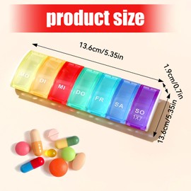 Pill Box 7 Days, Tablet Box 7 Days Morning Lunch Evening, Day Pill Box 7 Days Small Portable Medication Box Small On the Go Organiser, Tablet Divider Medication Labels Medication Aids