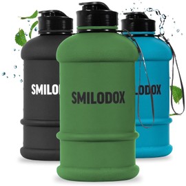 SMILODOX Water Bottle, 1.3 Litres, Extra Strong Sports & Fitness Water Bottle with Push Closure, BPA-Free Sports Bottle, Ideal for Gym, Bodybuilding, Outdoor Sports, Hiking & Office