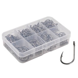 300 Pieces NUZAMAS Fishing Hooks 9#-16# Barbed Pike Fishing Tackle Carp Circle Hooks with Storage Box Carp Circle Hooks with Storage Box Carbon Steel Eye Sea Fish Hooks for Freshwater