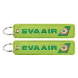 EVA Air Taiwan Taiwanese China Chiinese Airlines Asia Asian Airline Flag Carrier Aircraft Air Airplane Flight Keychain Key Tag Chain Fob Ring, Mixed, 5.1 x 1.2 inches