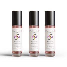 Mademoiselle Fragrance Oil - 3 Bottles 0.33 Fl Oz Glass Roll On (10ml)