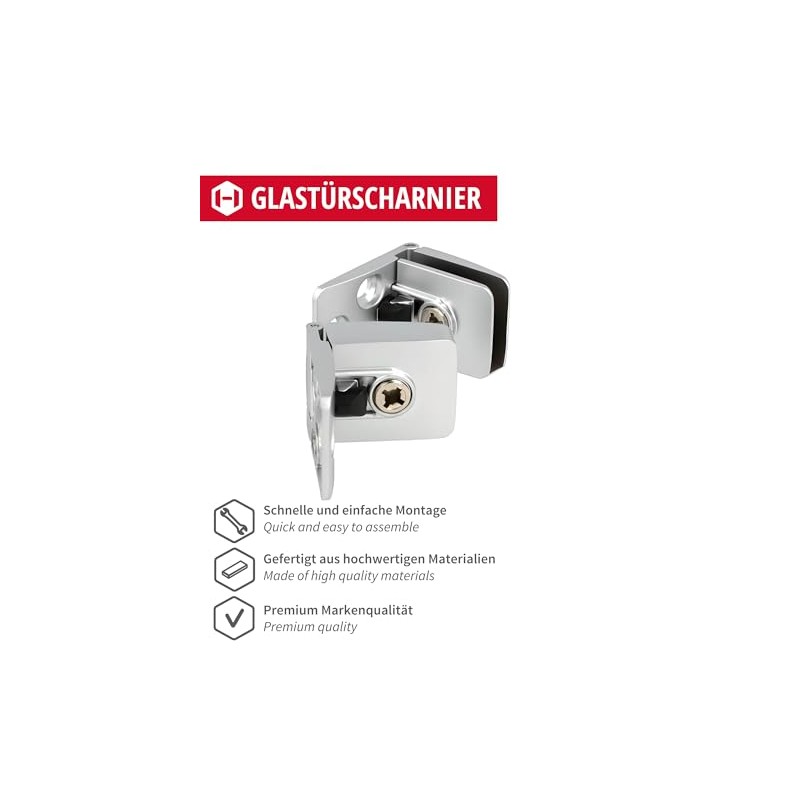 Gedotec Glass Door Hinge Top & Bottom Silver Matt Square