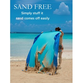 SANHOVO Beach Blanket Waterproof Sandproof Mat - Ultra-Thin and Large, Quick Drying, Perfect for Beach, Outdoor Music Festival, Travel Camping, Park Picnic - Includes Free Carry Pouch