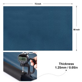 Faux Leather 2 Yards Upholstery Leather 1.2mm Thick Marine Grade Vinyl 54" x 72"Faux Leather Sheets Soft PU Faux Synthetic Leather Pleather Fabric (Blue_Litchee Pattern_2 Yards)